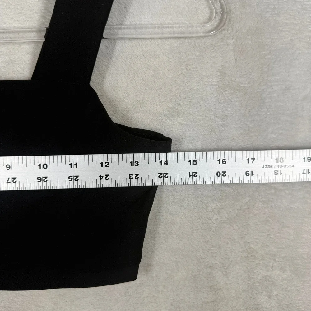 Alo Yoga Womens Black Front Zip O-Ring Square Neck Crop Top W1246R Size S